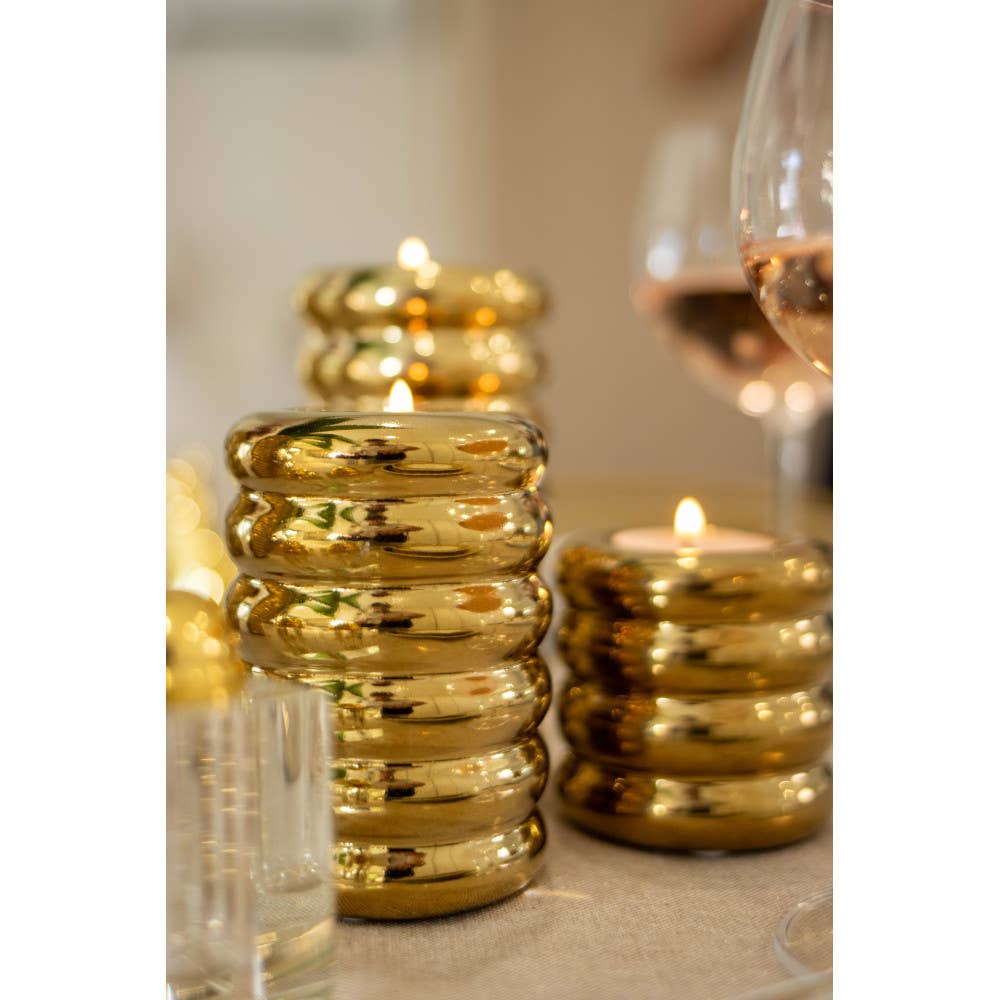 Candelabros dorados de cerámica - juego de 3