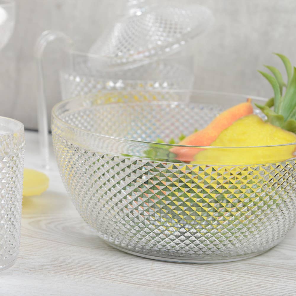 Ensaladera acrílica transparente con diseño de diamante