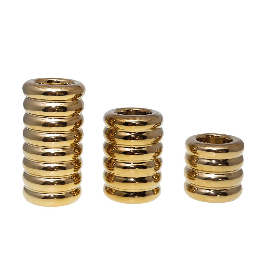 Candelabros dorados de cerámica - juego de 3