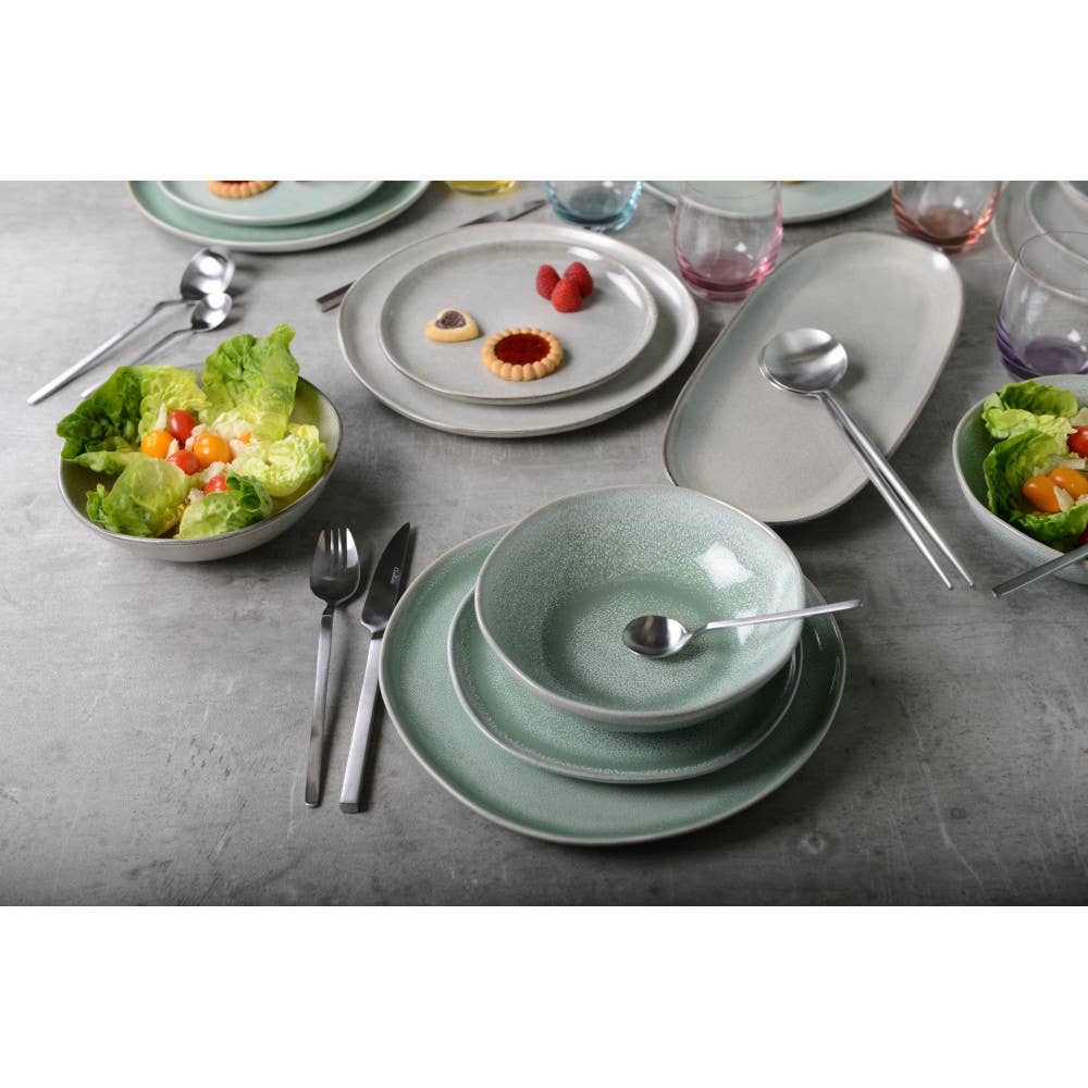 Cubiertos para ensalada de acero inoxidable mate con mango púrpura - AULICA