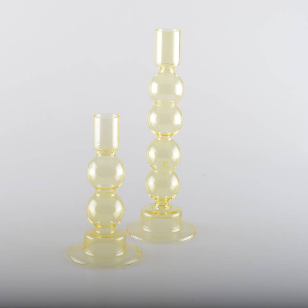 Juego de 2 portavelas amarillos con burbujas