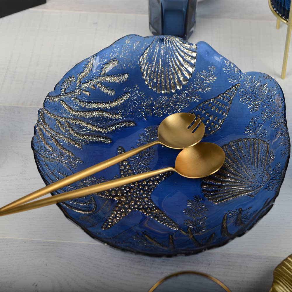 Cubiertos para ensalada en acero inoxidable color oro mate