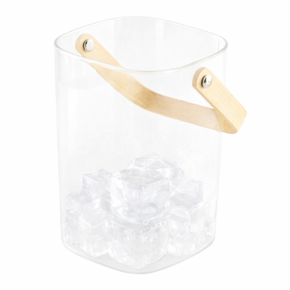 Cubo para hielo con mango de madera 11.5x11x15.5cm