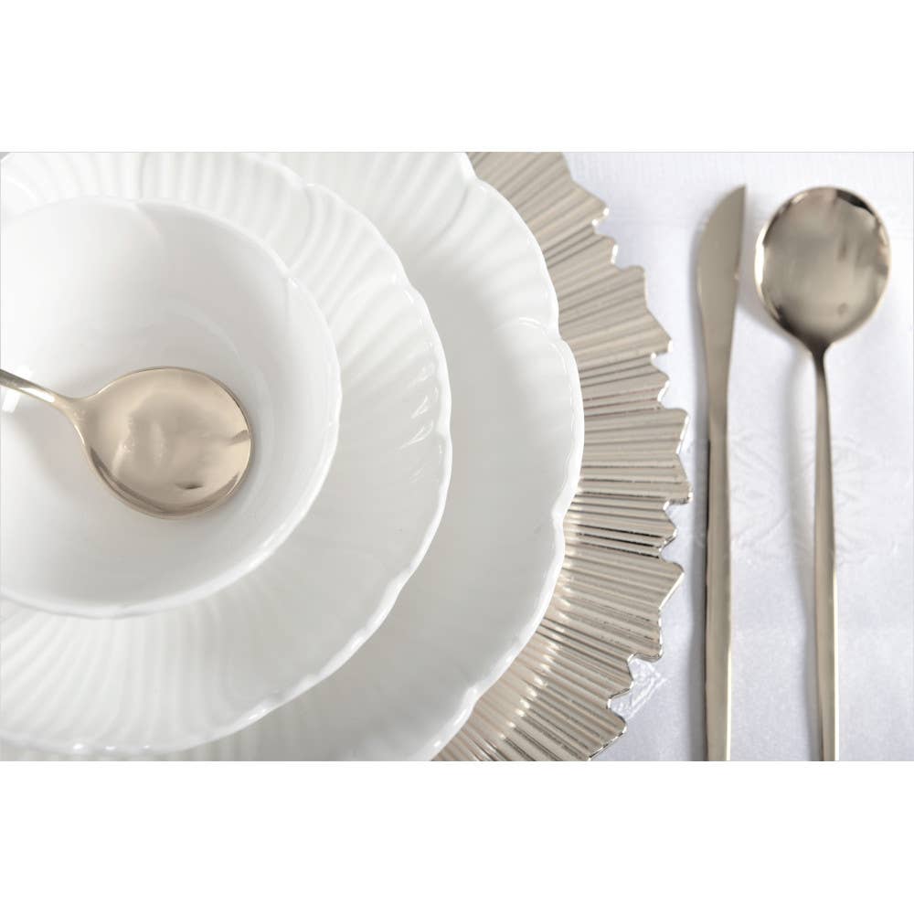 Bajo plato de malla de plata brillante 33x33x1cm