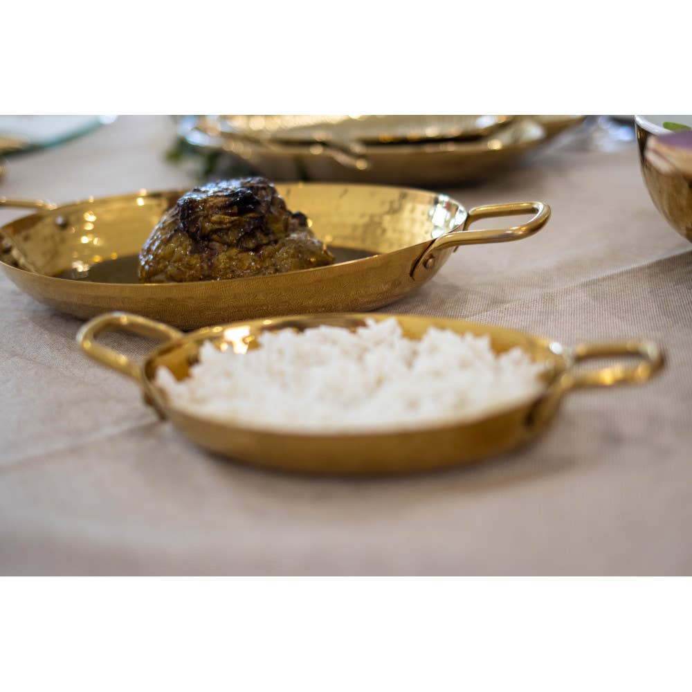 Mini fuente ovalada dorada 25x18.5x4cm