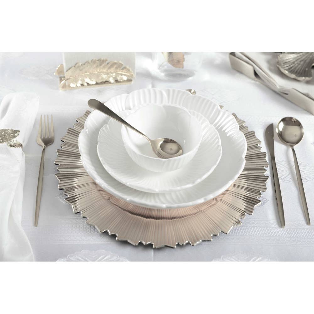 Bajo plato de malla de plata brillante 33x33x1cm