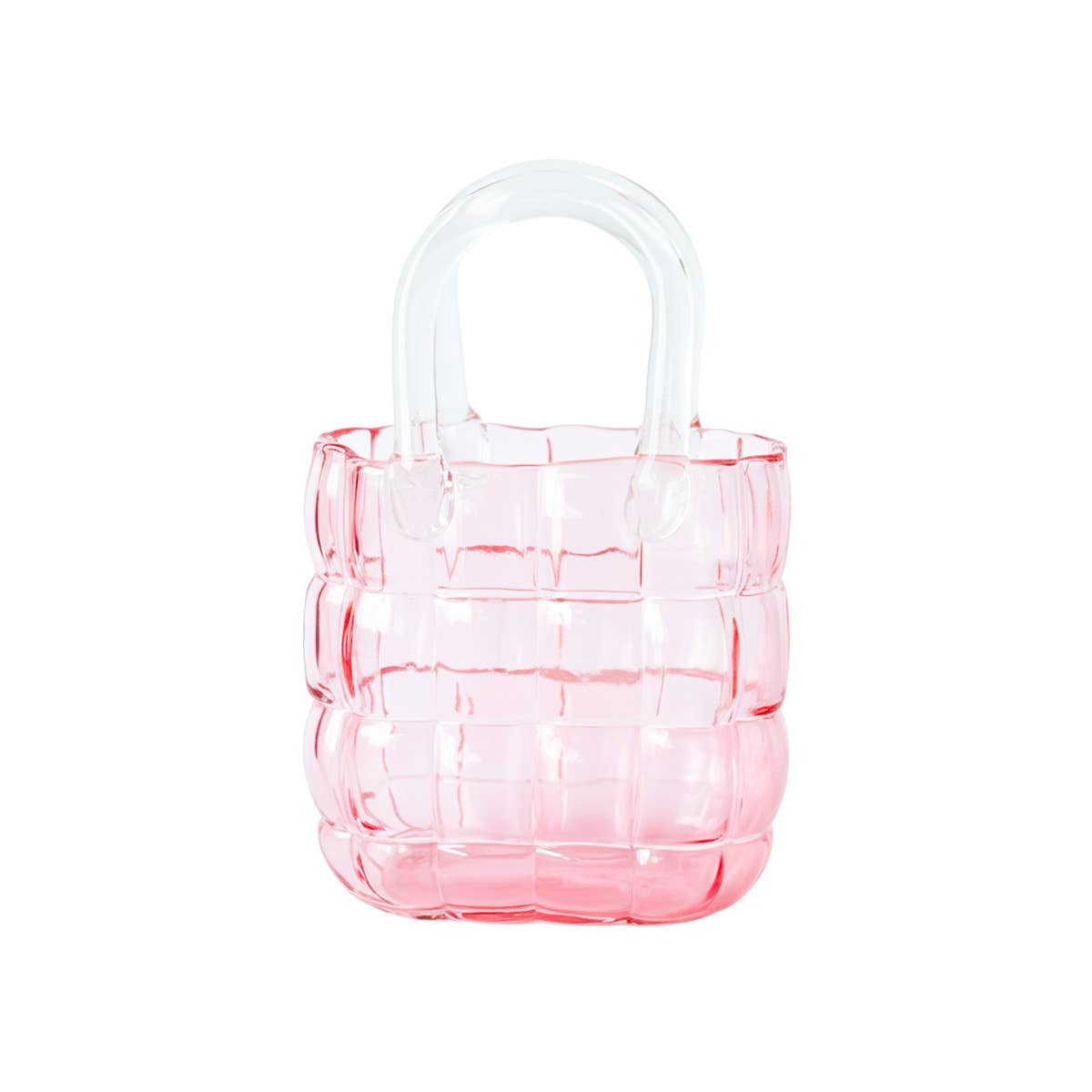Jarrón Bolso Acolchado Rosa Transparente 19x10x27cm