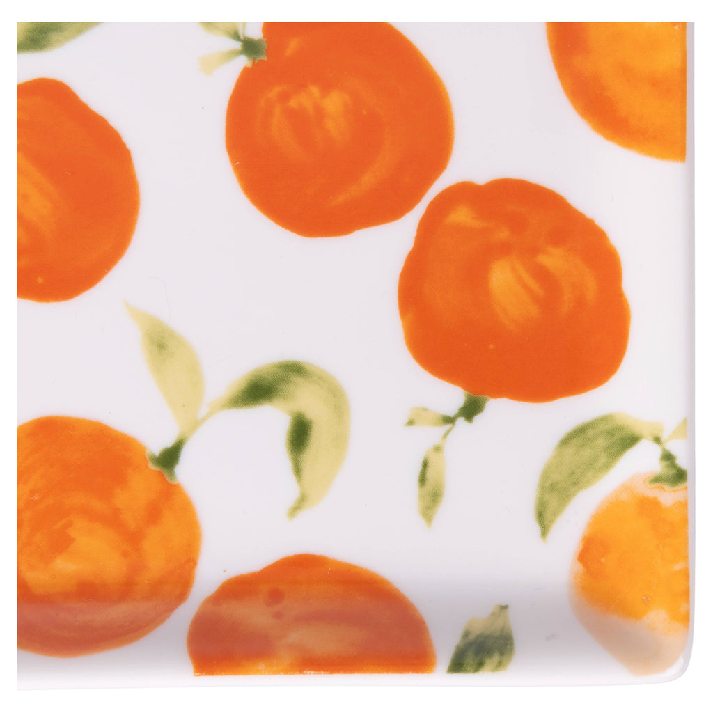 Plato rectangular Fruit Life con decoración de naranjas granes, 31,6 x 16,8 cm
