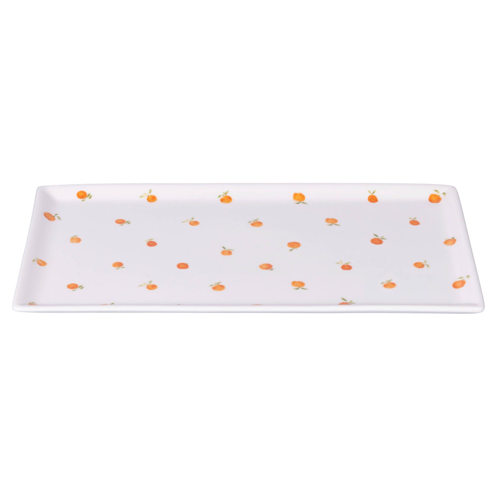 Plato rectangular Fruit Life con decoración de naranjas pqueñas, 31,6 x 16,8 cm