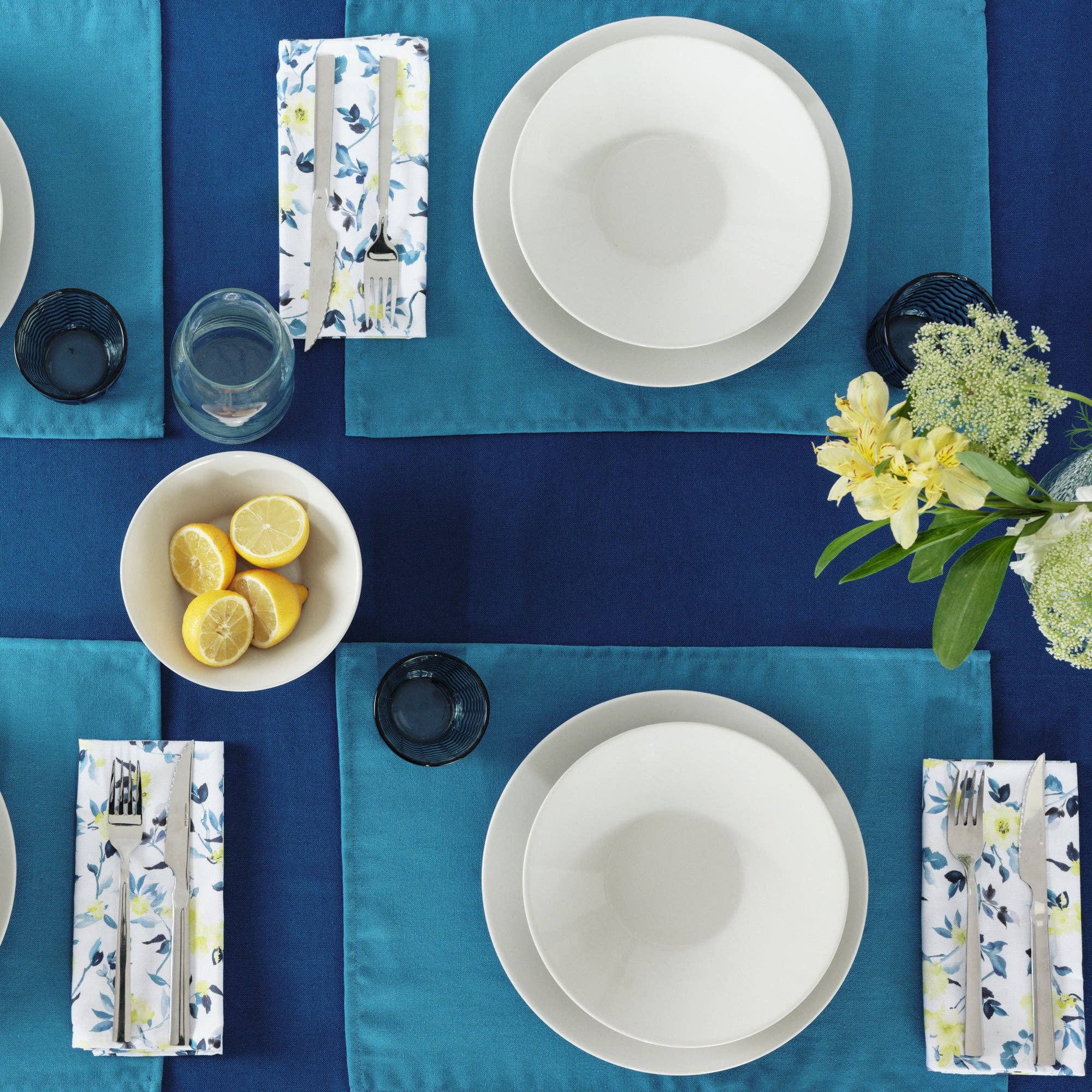 Pack 2 ud. servilletas 100% algodón Leeds Azul