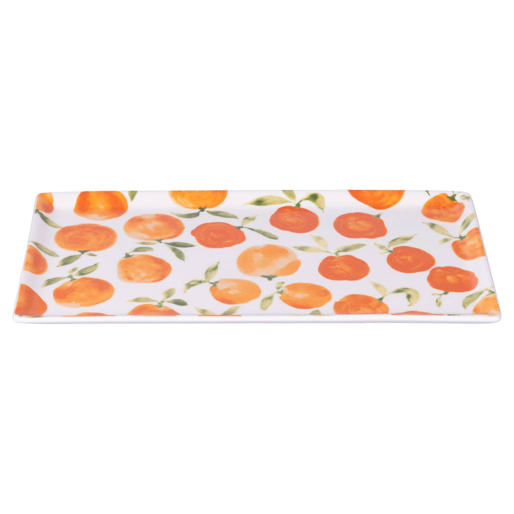 Plato rectangular Fruit Life con decoración de naranjas granes, 31,6 x 16,8 cm