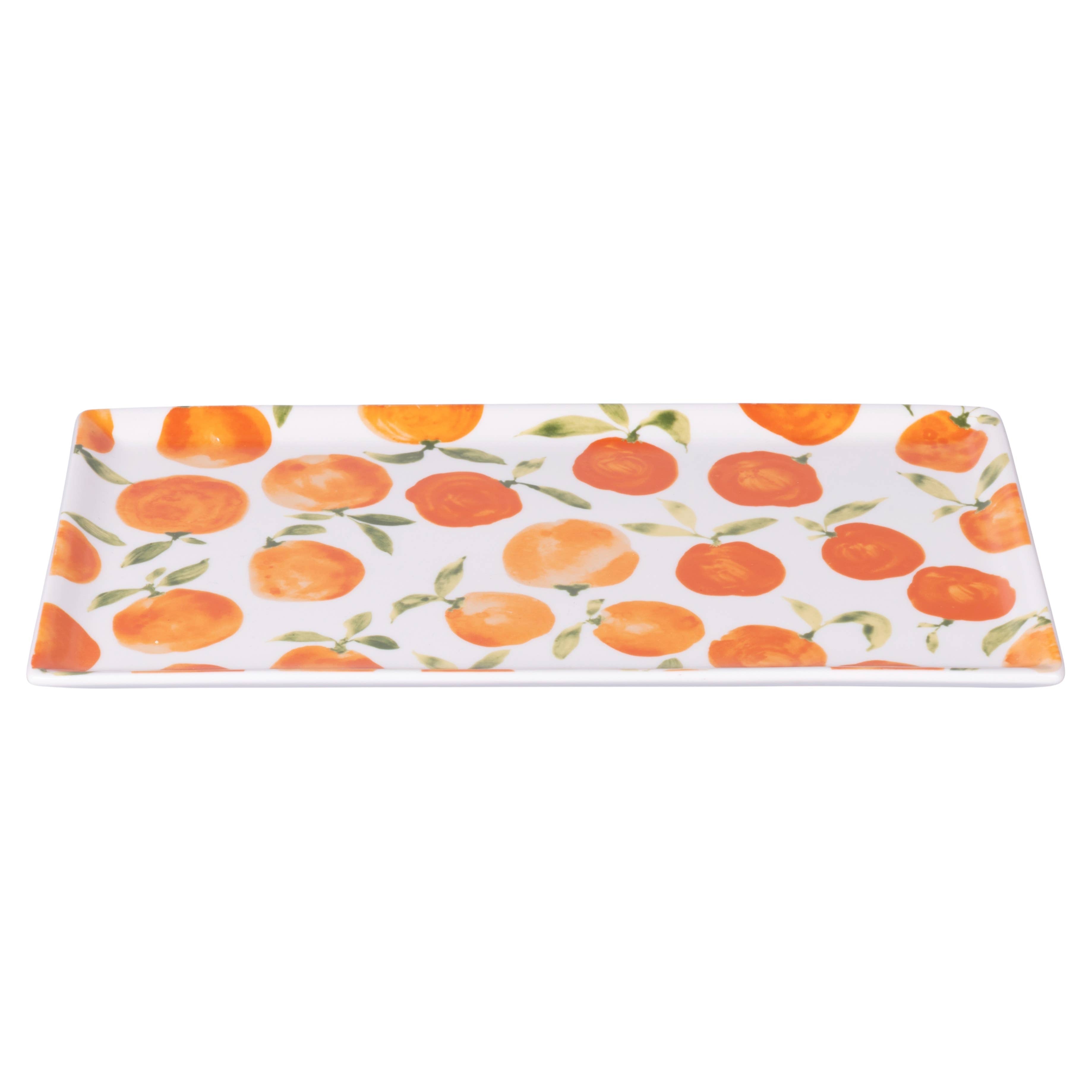 Plato rectangular Fruit Life con decoración de naranjas granes, 31,6 x 16,8 cm