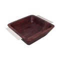 Ensaladera de madera con asas plateadas 25x25x8 cm
