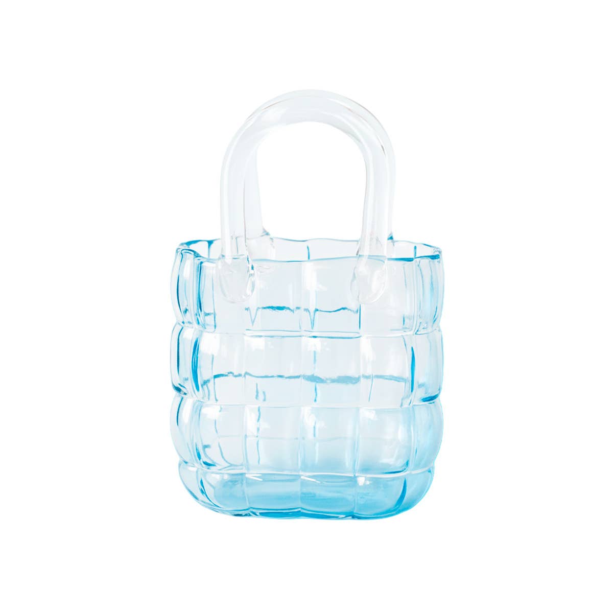 Jarrón Bolso Acolchado Azul Transparente 19x10x27cm