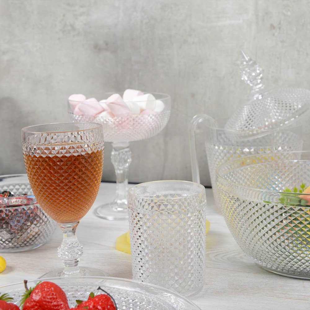 Ensaladera acrílica transparente con diseño de diamante