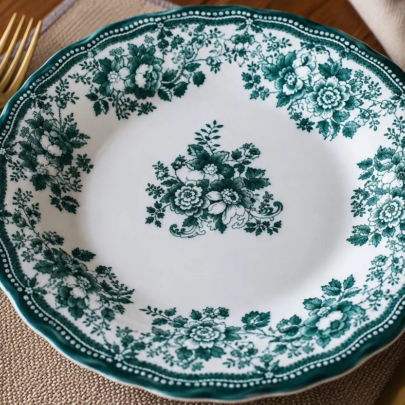 Plato llano de porcelana verde FAUSTINE de 26 cm