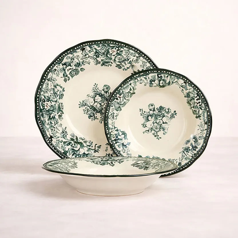 Plato llano de porcelana verde FAUSTINE de 26 cm