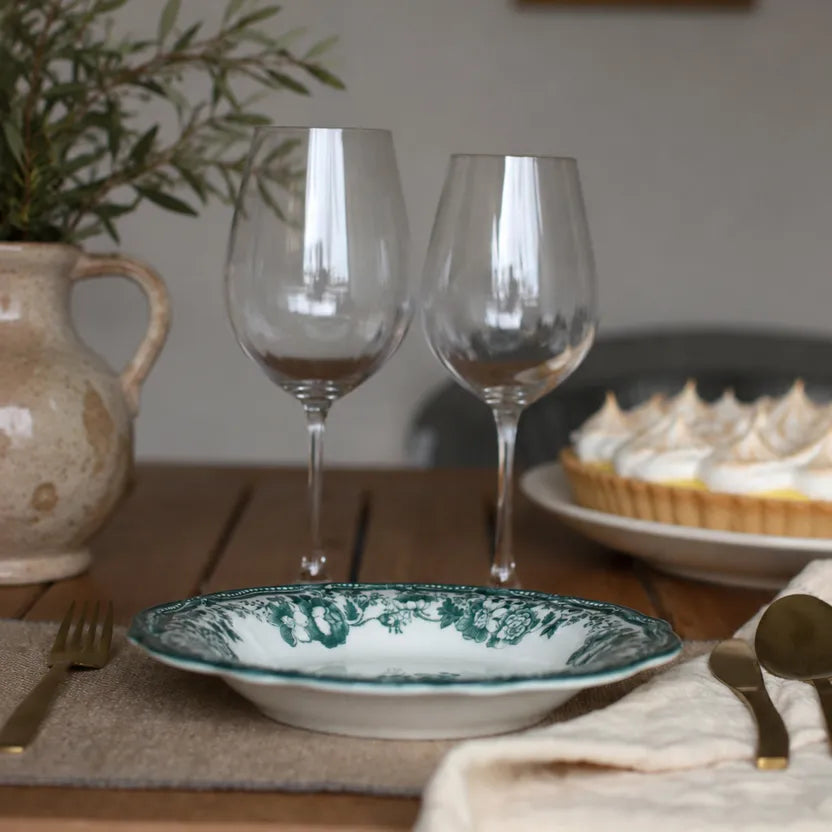 Plato hondo de porcelana verde de 22 cm FAUSTINE