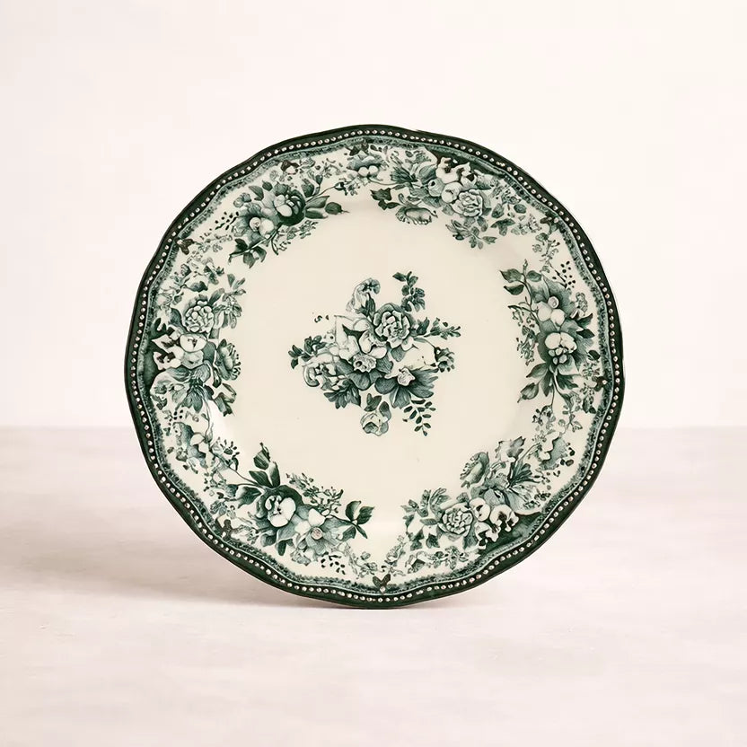 Plato de postre de porcelana verde FAUSTINE de 20,5 cm