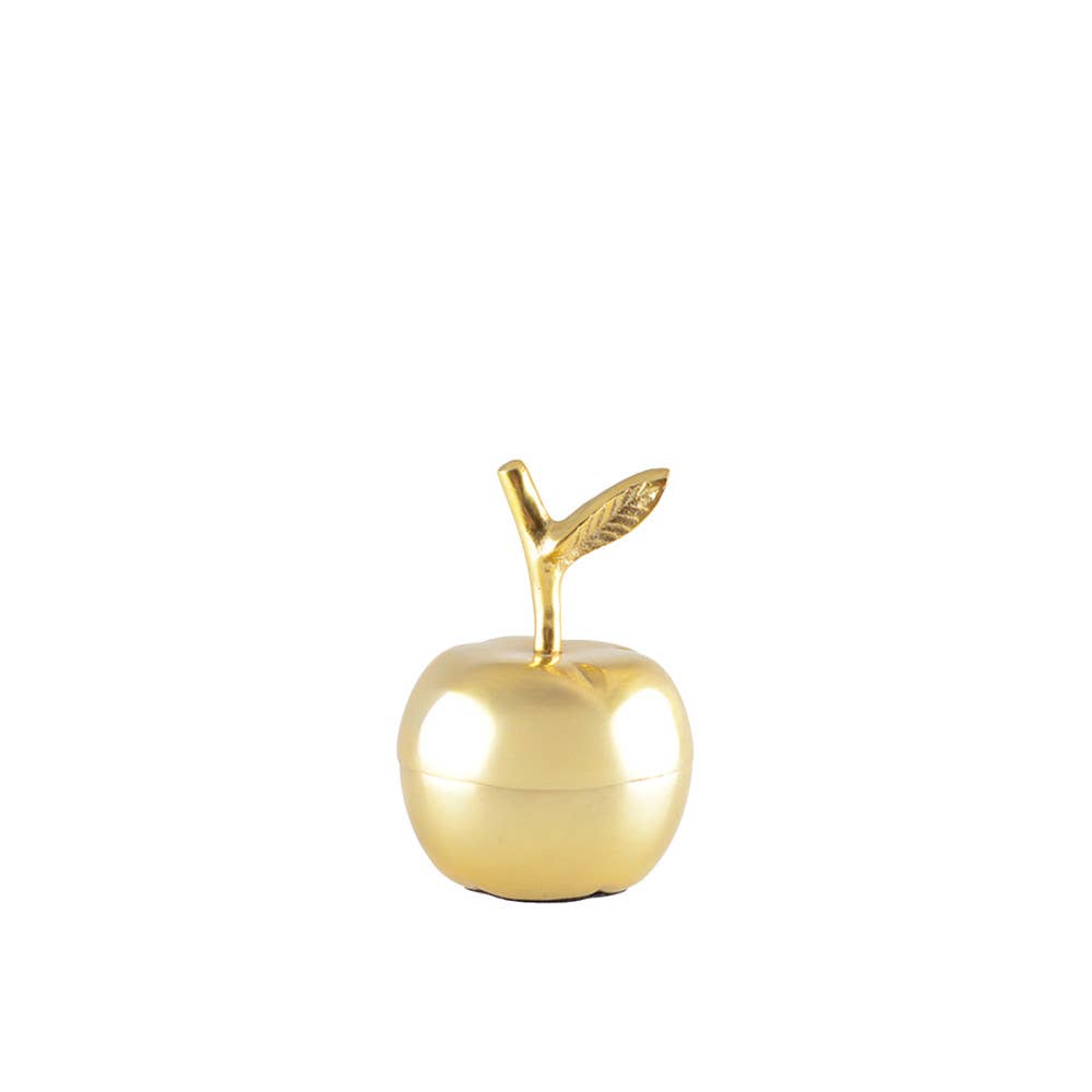 Caja dorada con forma de manzana 7,5x7,5x11 cm