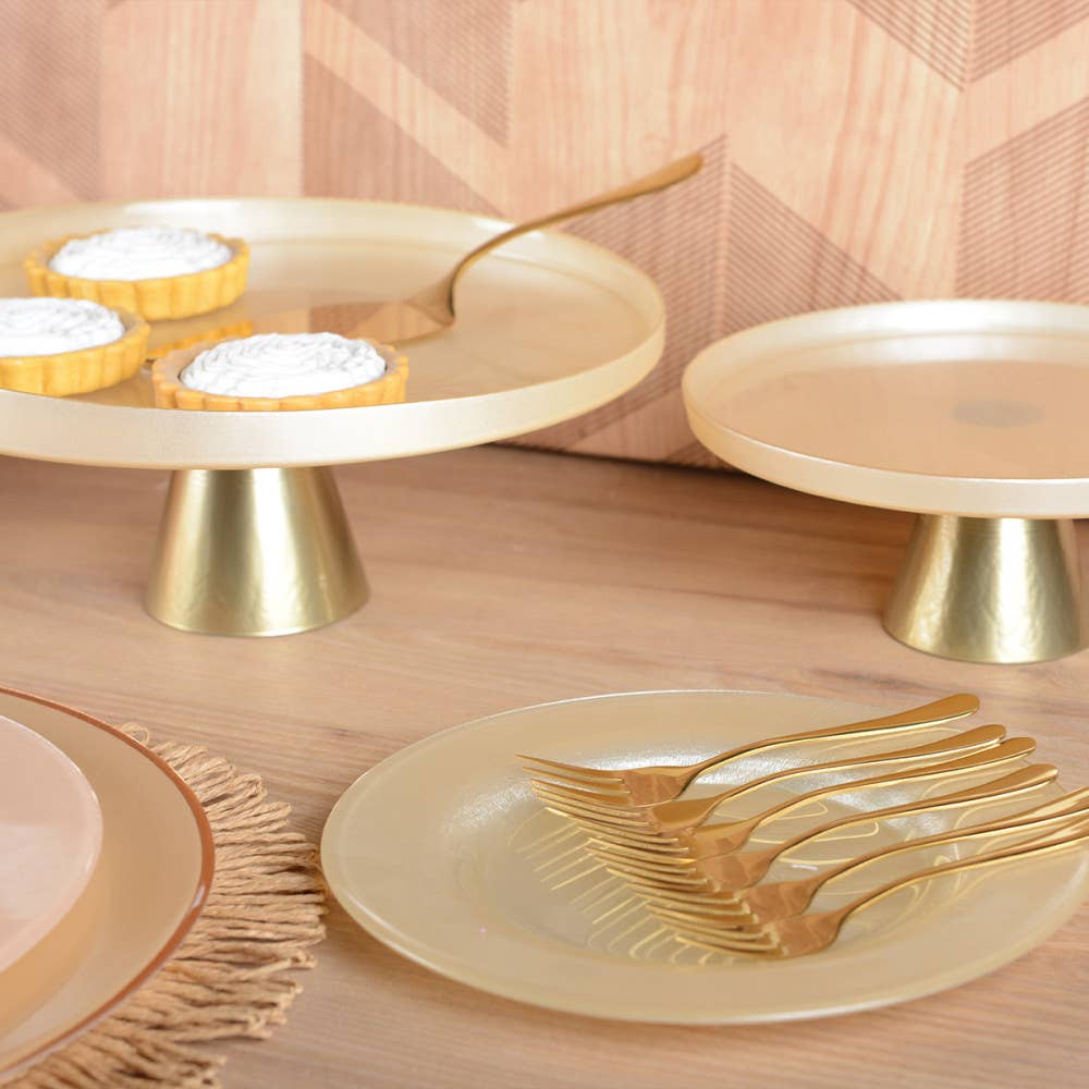 Soporte para pastel vainilla con base dorada h28 cm