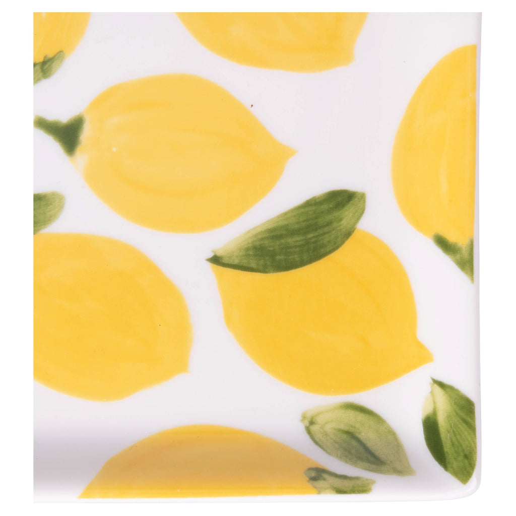 Plato rectangular Fruit Life con decoración de limones grandes , 31,5 x 16,5 cm