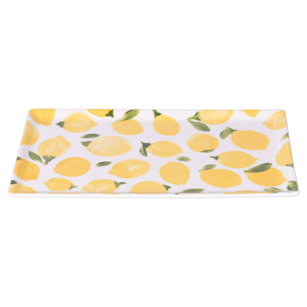 Plato rectangular Fruit Life con decoración de limones grandes , 31,5 x 16,5 cm