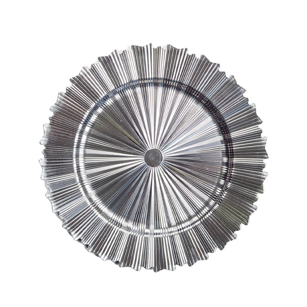 Bajo plato de malla de plata brillante 33x33x1cm