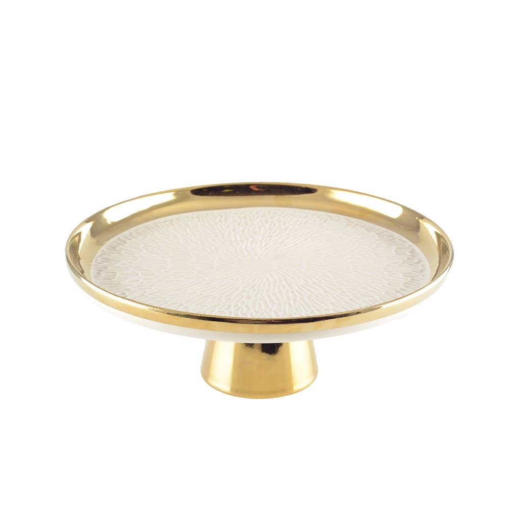 Plato para tarta crema con borde dorado