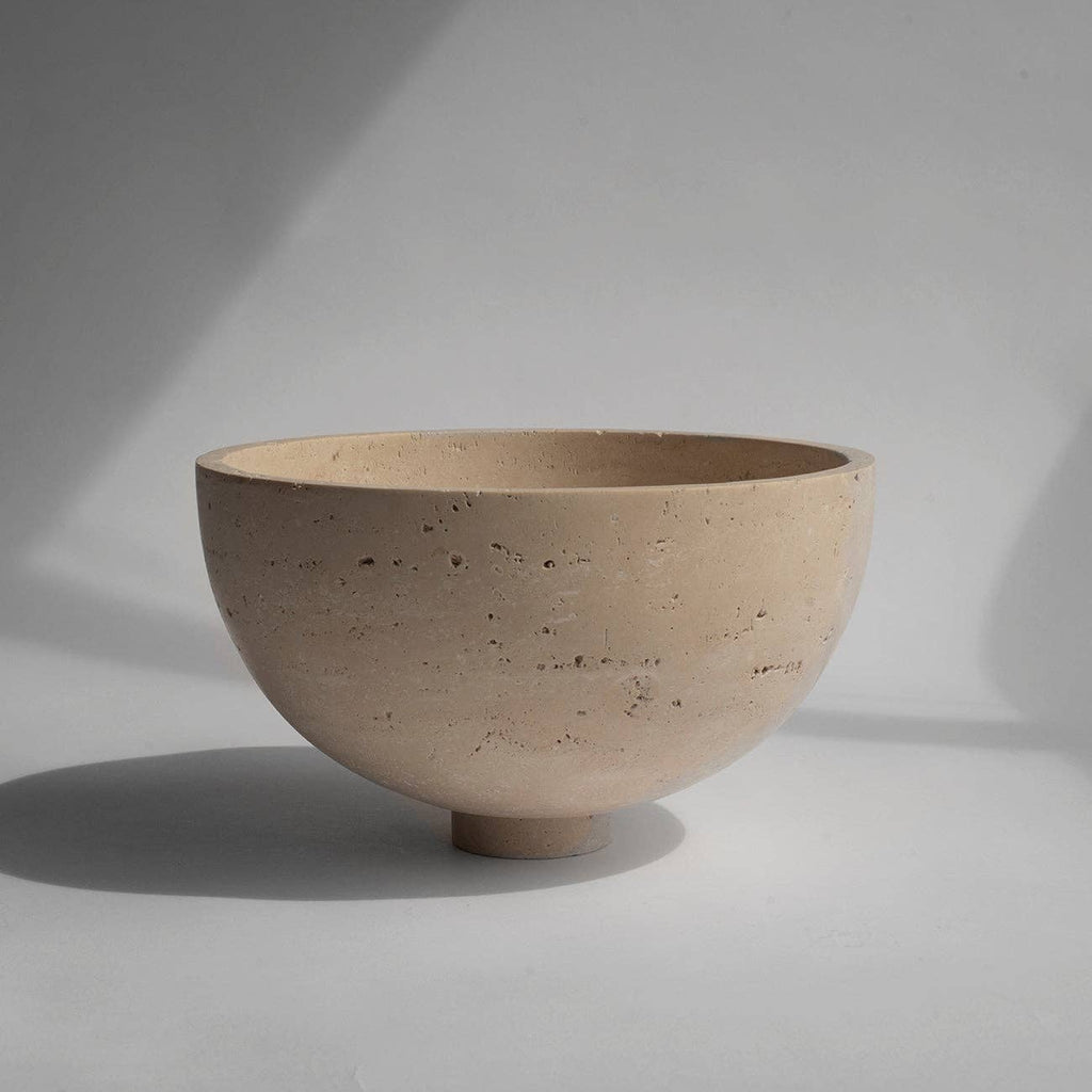Centro de mesa con cuenco para frutas de travertino