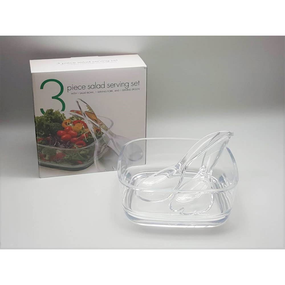 Ensaladera cuadrada con cubiertos de acrílico