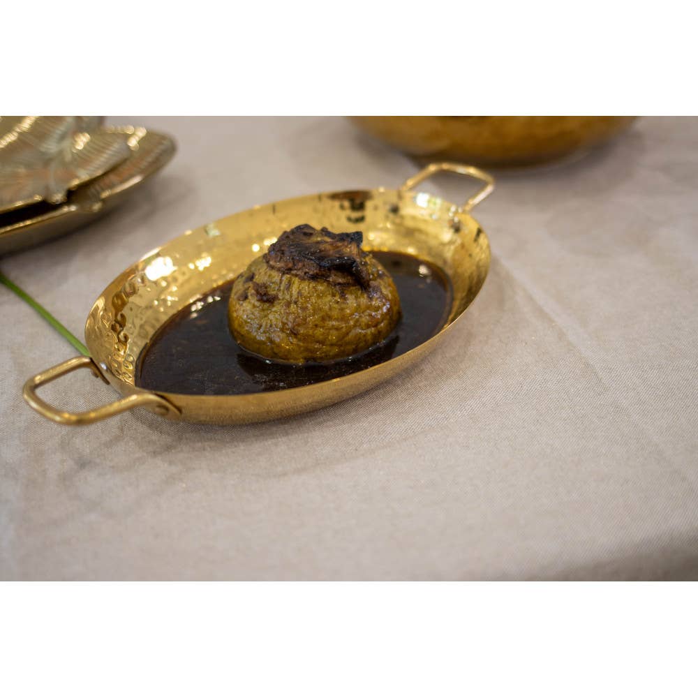 Mini fuente ovalada dorada 25x18.5x4cm