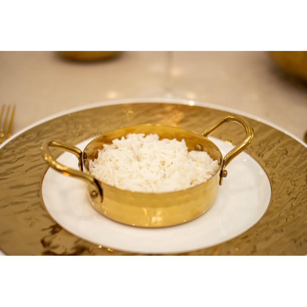 Mini cacerola dorada con dos asas 10.5x10.5x3.5cm