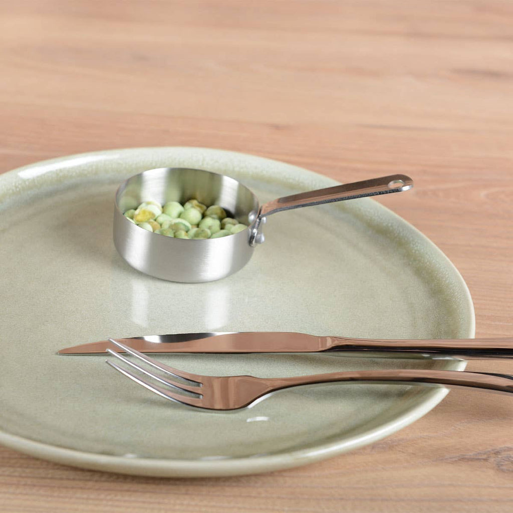 Mini cacerola redonda mate con mango largo 7x7x2,5 cm