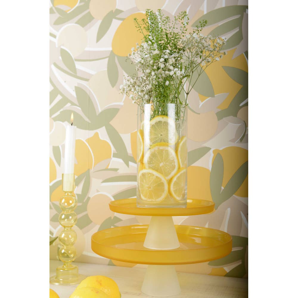 Pastelera amarilla con base blanca de 28 cm - limón