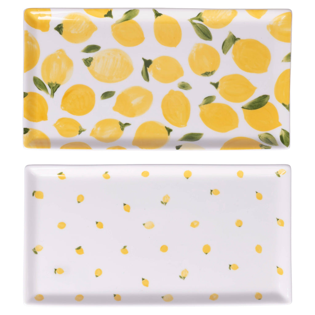 Plato rectangular Fruit Life con decoración de limones pequeños , 31,5 x 16,5 cm