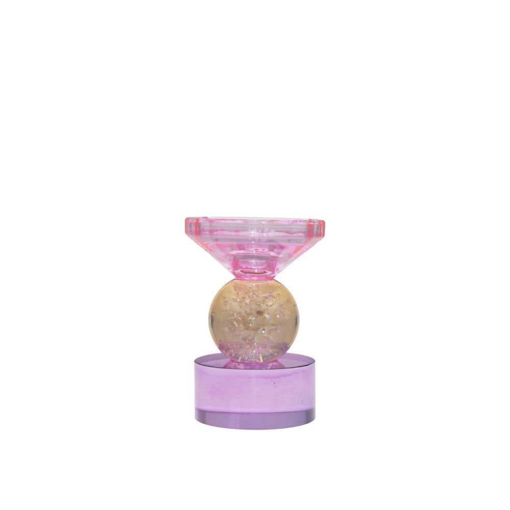 Candelabro ámbar y violeta h14cm