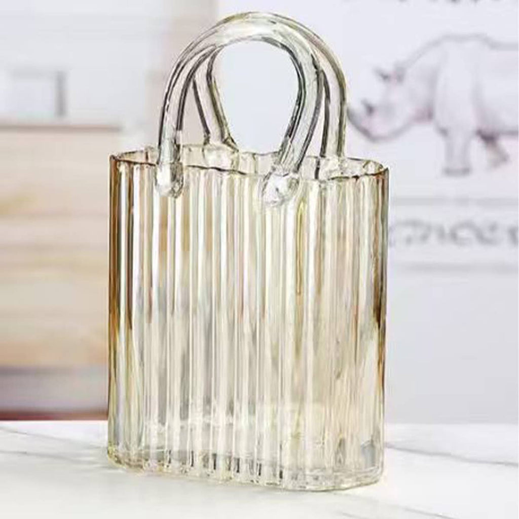 Jarrón Bolso de Mano Amarillo Transparente 18x10x27cm