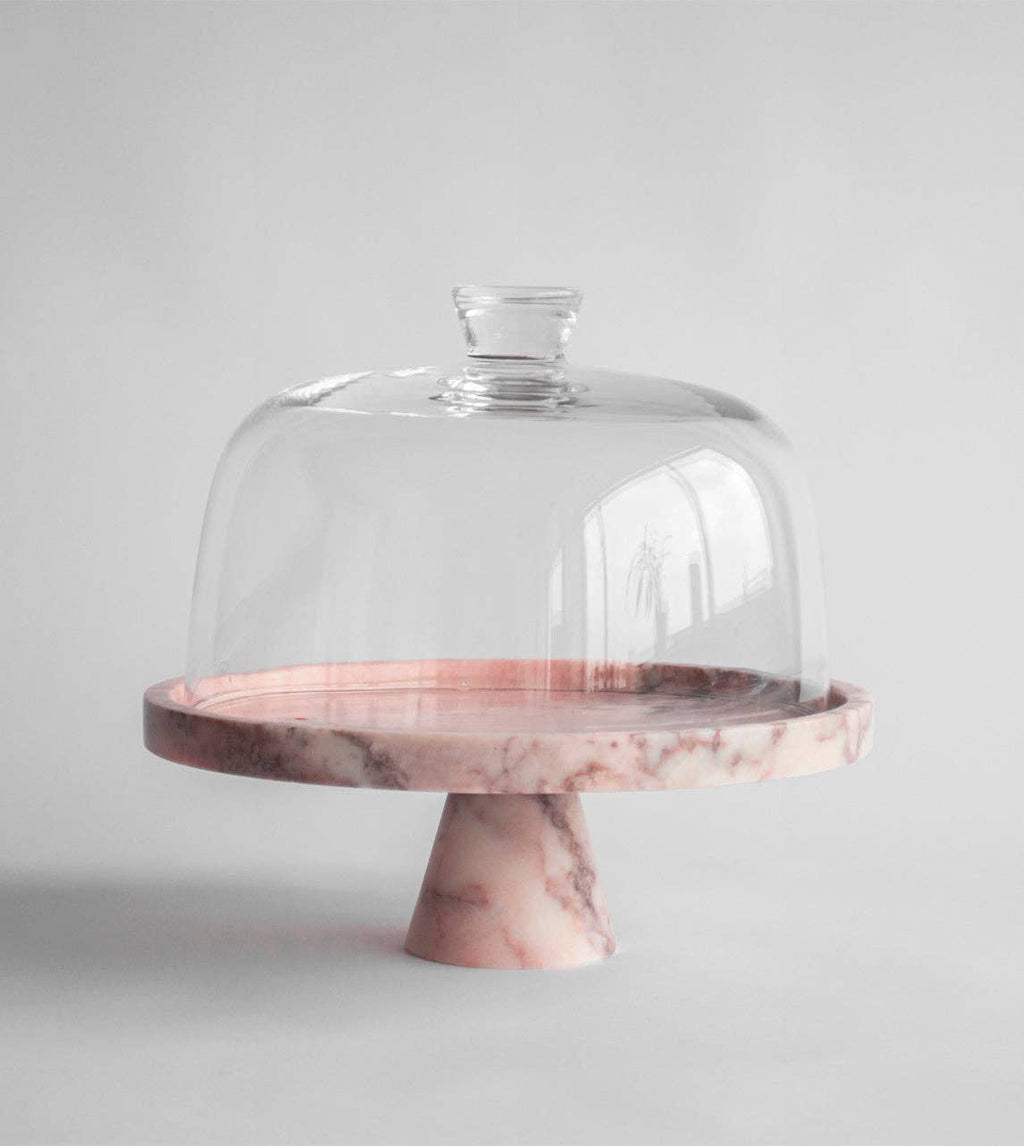 Soporte para pastel de mármol rosa