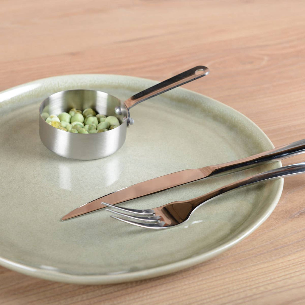 Mini cacerola redonda mate con mango largo 7x7x2,5 cm