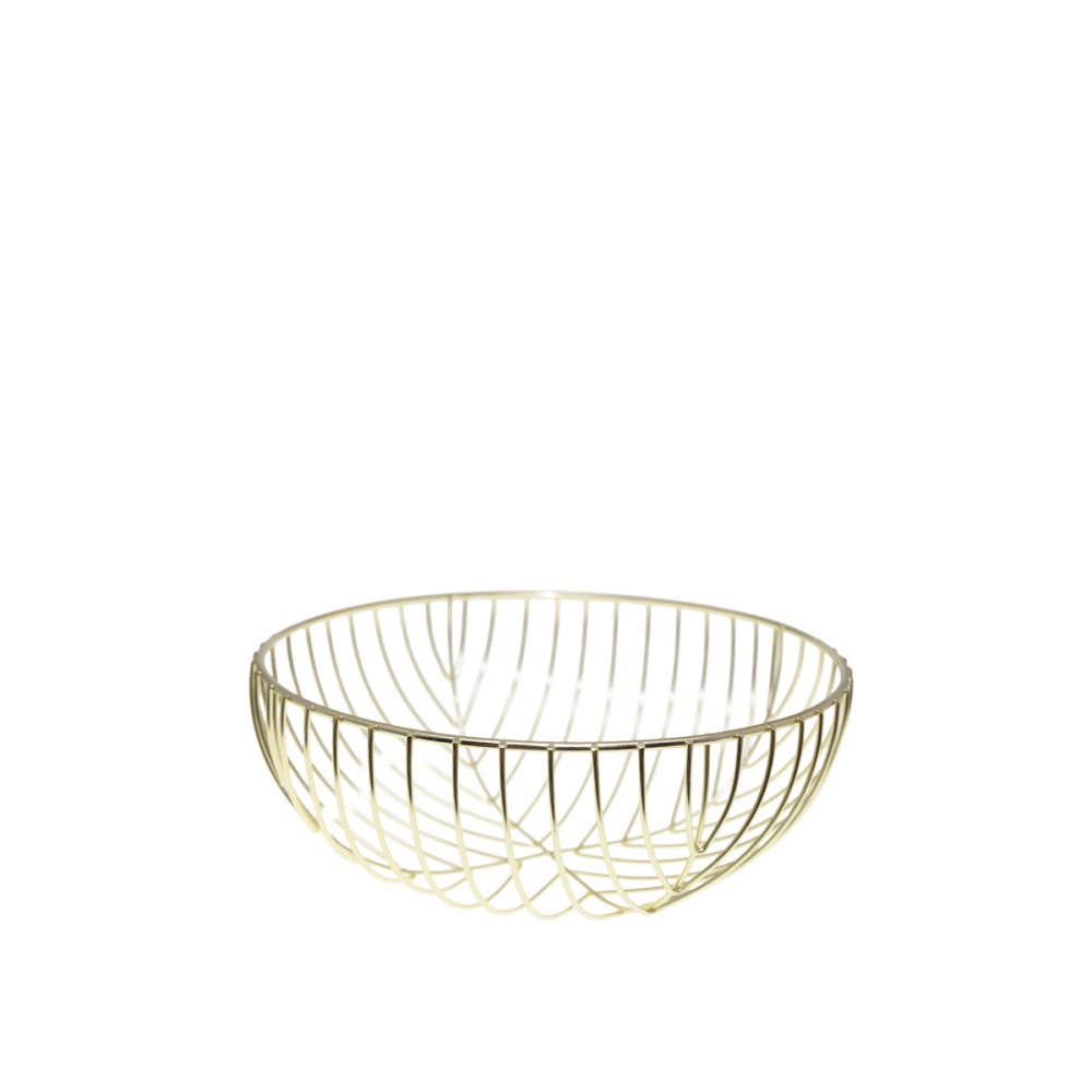 Cesta de pan / frutero dorado de hierro 26x26x10,5 cm