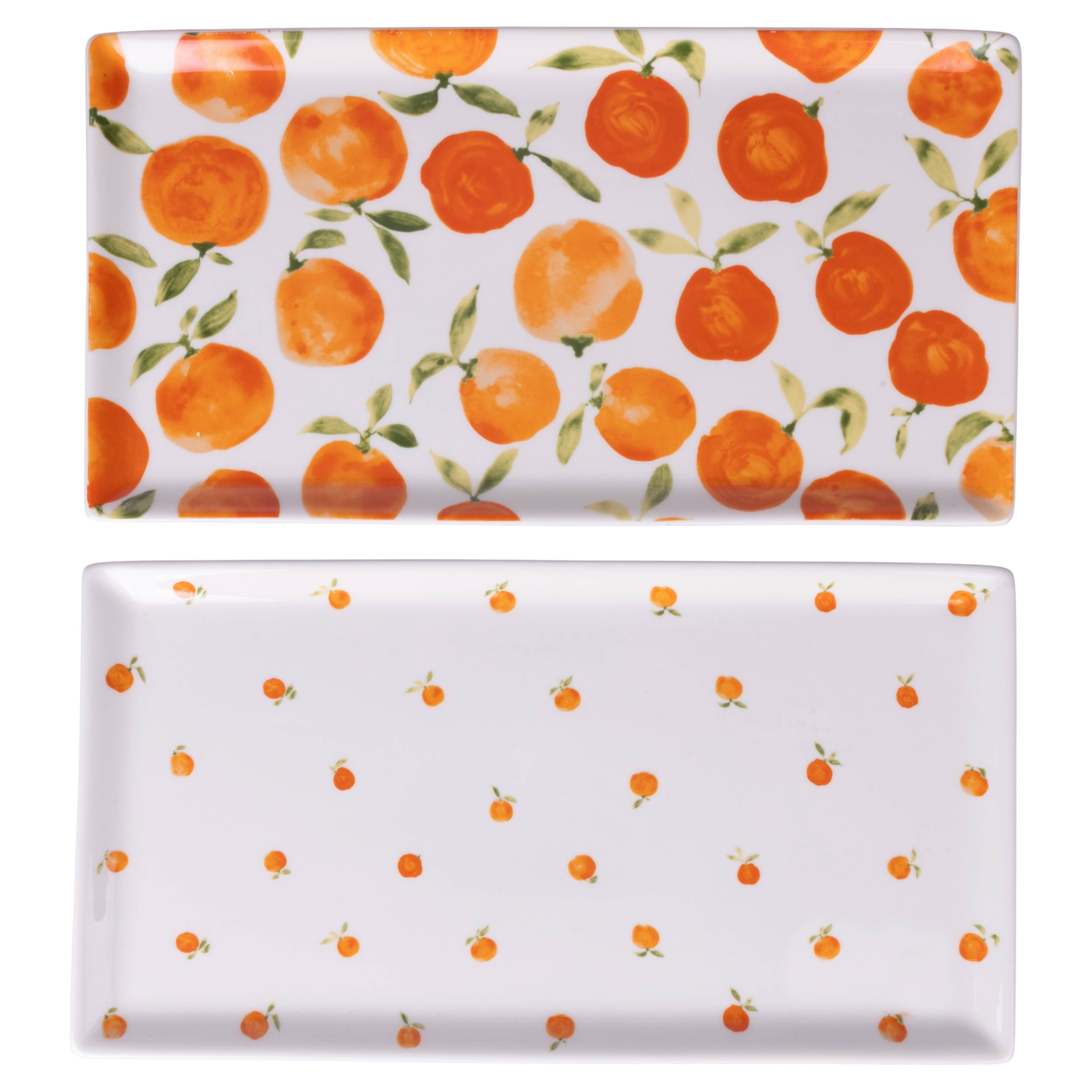 Plato rectangular Fruit Life con decoración de naranjas pqueñas, 31,6 x 16,8 cm