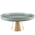 Soporte para pastel verde con base dorada 21x21x8 cm