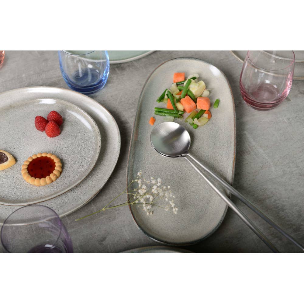 Cubiertos para ensalada de acero inoxidable mate con mango púrpura - AULICA