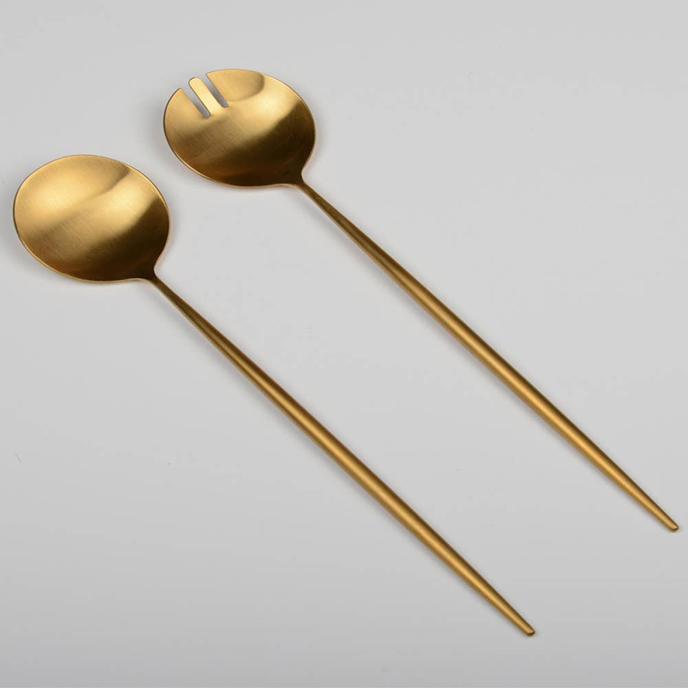 Cubiertos para ensalada en acero inoxidable color oro mate