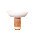 Frutero blanco sobre pie de madera modelo grande