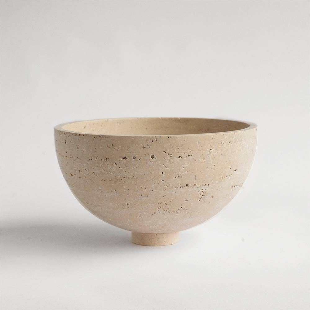 Centro de mesa con cuenco para frutas de travertino