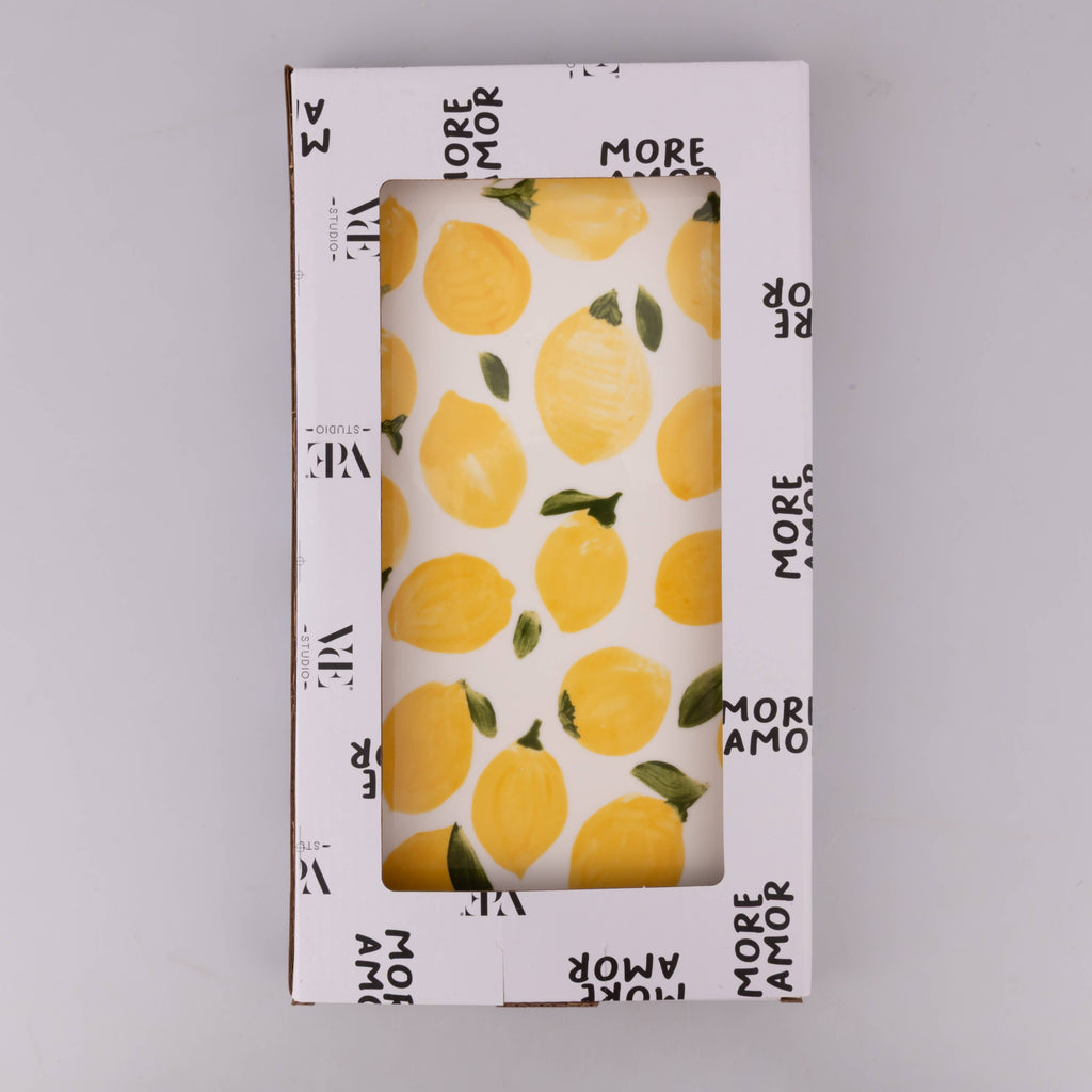 Plato rectangular Fruit Life con decoración de limones grandes , 31,5 x 16,5 cm