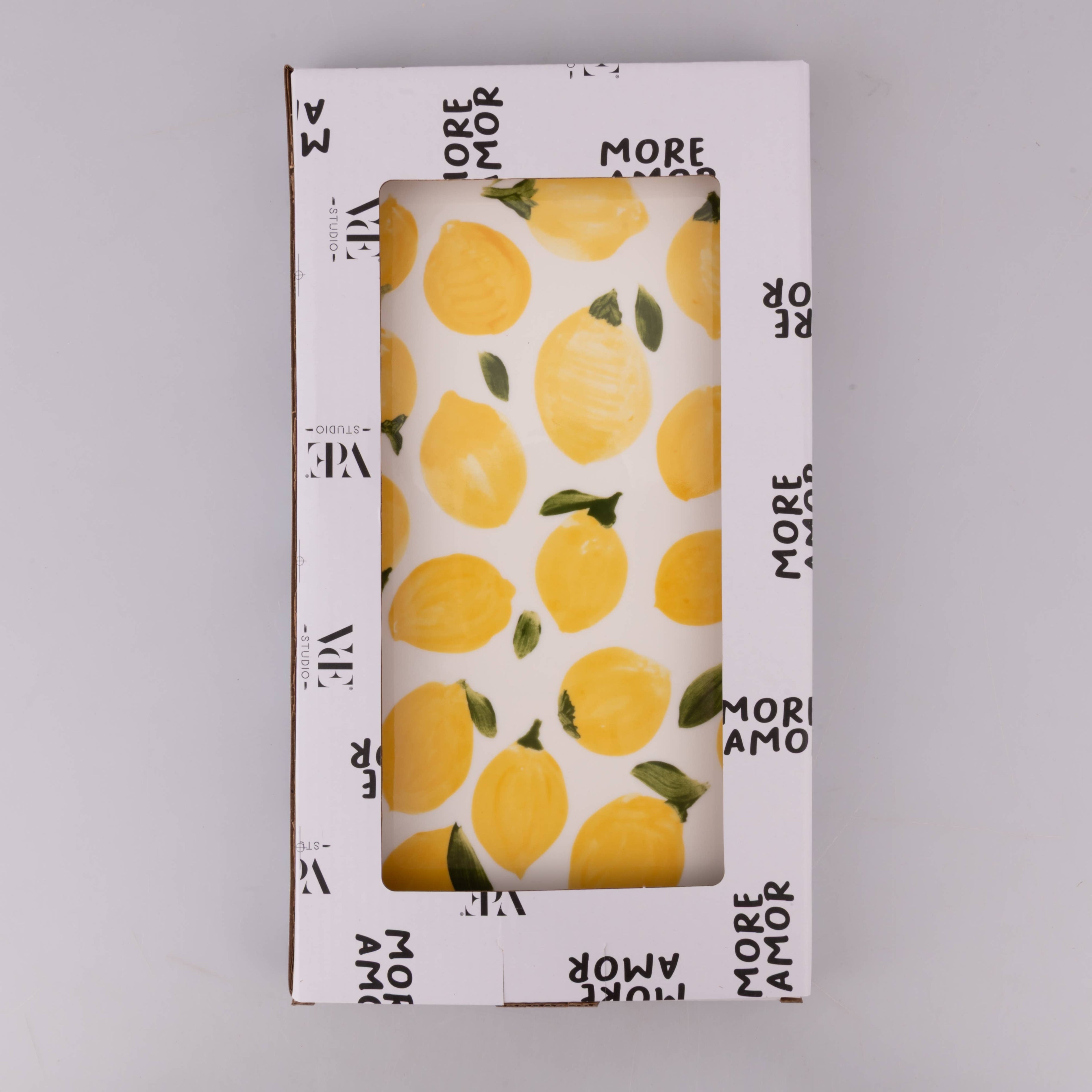 Plato rectangular Fruit Life con decoración de limones grandes , 31,5 x 16,5 cm