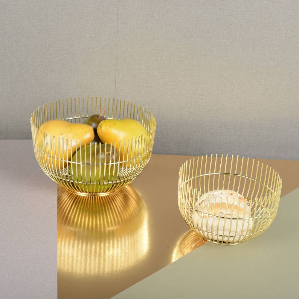 Cesta grande para pan dorada 20x20x12 cm